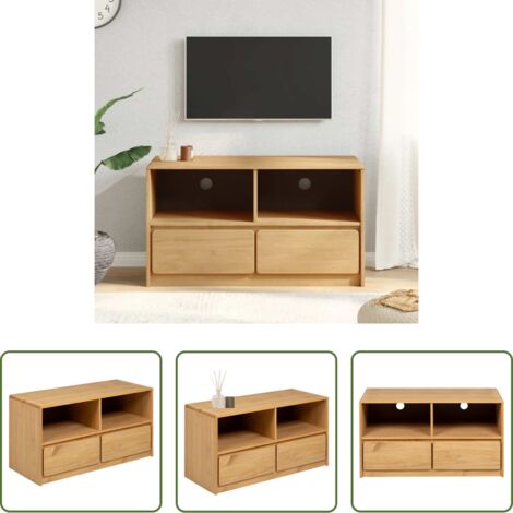 vidaXL Soporte de TV -  Mueble de TV SAUDA madera maciza pino color roble 99x43x55 cm