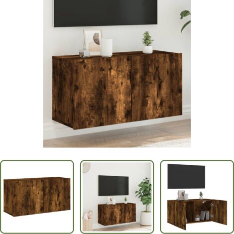 vidaXL Soporte de TV -  Mueble para TV de pared roble ahumado 80x30x41 cm