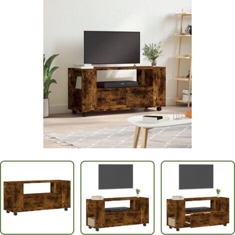 vidaXL Soporte de TV - Mueble para TV madera de ingeniería roble ahumado 102x34,5x43cm