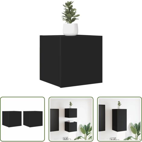 vidaXL Soporte de TV -  Muebles de salón de pared 2 uds negro 30,5x30x30 cm