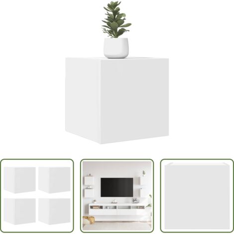vidaXL Soporte de TV -  Muebles de salón de pared 4 uds blanco 30,5x30x30 cm