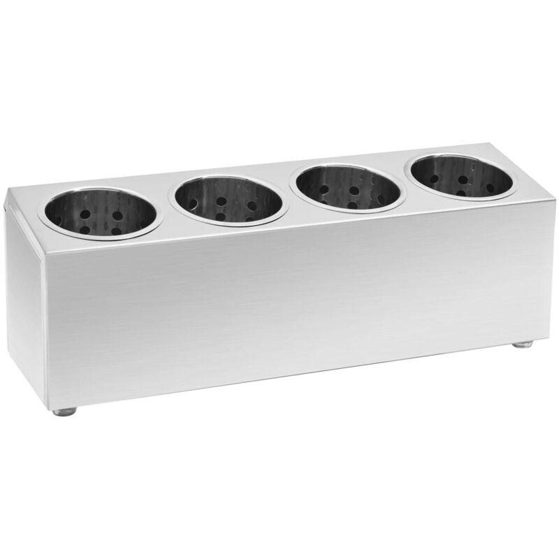 

vidaXL Soporte para cubiertos 4 rejillas acero inoxidable rectangular - Plateado
