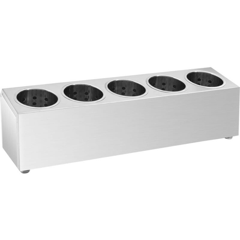 

vidaXL Soporte para cubiertos 5 rejillas acero inoxidable rectangular - Plateado