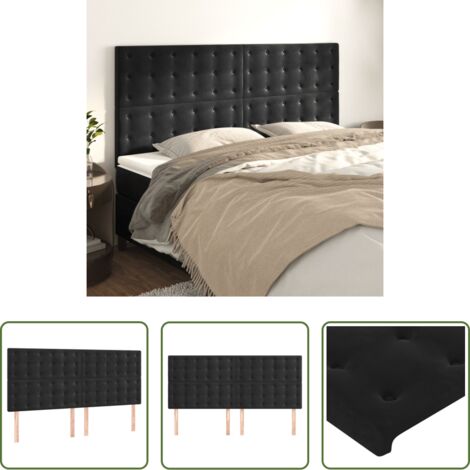 vidaXL Soporte para espalda -  Cabecero Terciopelo Negro 180x5x118/128 cm