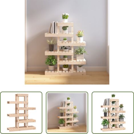 vidaXL Soporte para macetas -  Soporte para plantas madera maciza de pino 85x25x109,5 cm