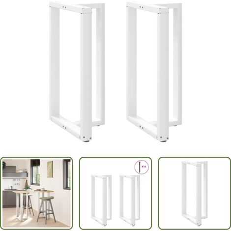 vidaXL Soporte para mesa de bar -  Patas para mesa de bar en forma de T (2 unidades), color blanco, 60 x 35 x (100-101) cm, acero