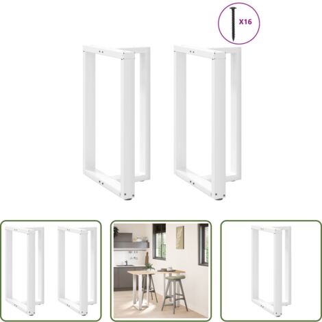 vidaXL Soporte para mesa de bar -  Patas para mesa de bar en forma de T (2 unidades), color blanco, 60 x 35 x (90-91) cm, acero