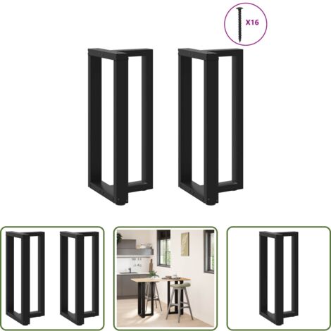 vidaXL Soporte para mesa de bar -  Patas para mesa de bar en forma de T (2 unidades), color negro, 40 x 35 x (90-91) cm, acero