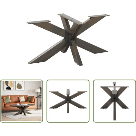 vidaXL Soporte para mesa -  Pata para mesa de centro con forma de araña, color negro, 98 x 58 x (42-43) cm, acero