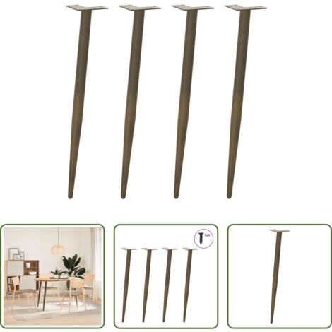 vidaXL Soporte para mesa -  Patas cónicas para mesa consola , 4 unidades, acero natural, 72-73 cm, acero