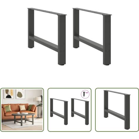 vidaXL Soporte para mesa -  Patas para mesa de centro antracita (2 unidades, 70 x 42-43 cm, acero)