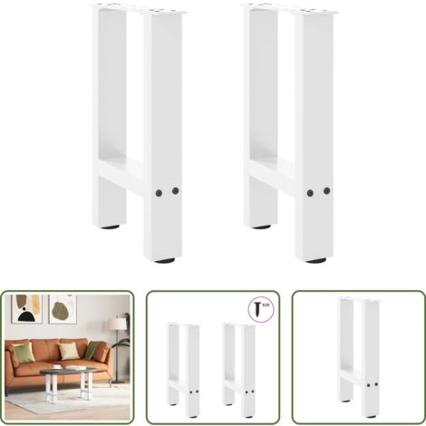 vidaXL Soporte para mesa -  Patas para mesa de centro blancas (2 unidades, 38 x 42-43 cm, acero)