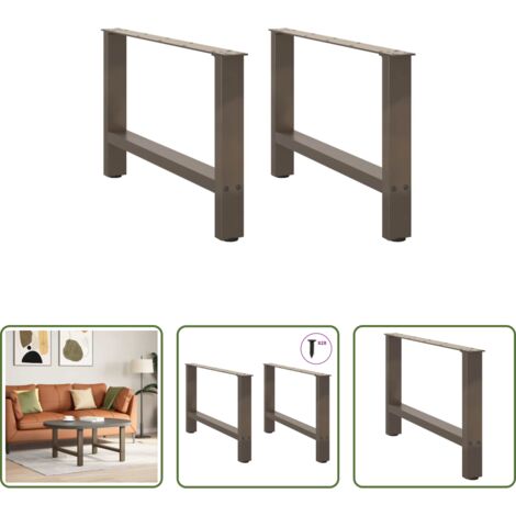 vidaXL Soporte para mesa -  Patas para mesa de centro de acero natural (2 unidades, 70 x 42-43 cm)