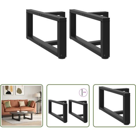 vidaXL Soporte para mesa -  Patas para mesa de centro en forma de T (2 unidades), color negro, 70 x 25 x (30-31) cm, acero