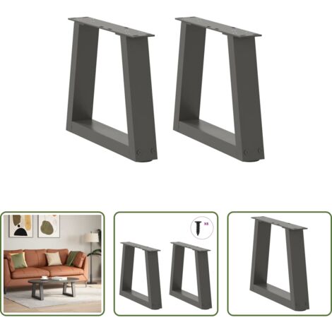 vidaXL Soporte para mesa -  Patas para mesa de centro en forma de V (2 unidades), antracita, 30 x (30-31,3) cm, acero