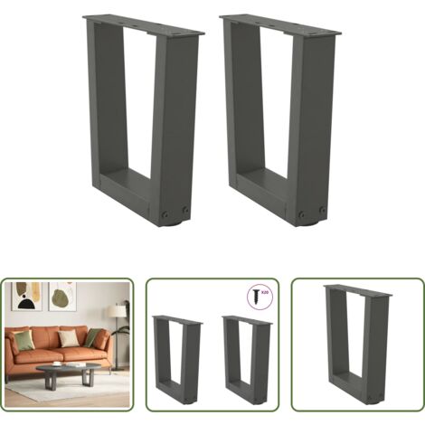 vidaXL Soporte para mesa -  Patas para mesa de centro en forma de V (2 unidades), antracita, 40 x (30-31,3) cm, acero