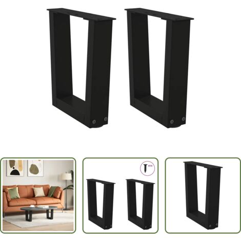 vidaXL Soporte para mesa -  Patas para mesa de centro en forma de V (2 unidades), color negro, 30 x (30-31,3) cm, acero
