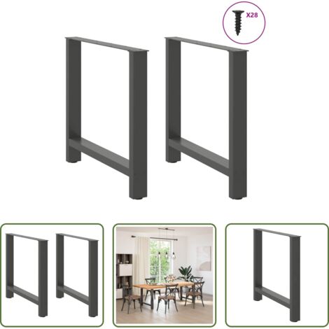 vidaXL Soporte para mesa -  Patas para mesa de comedor antracita (2 unidades, 70 x 72-73 cm, acero)