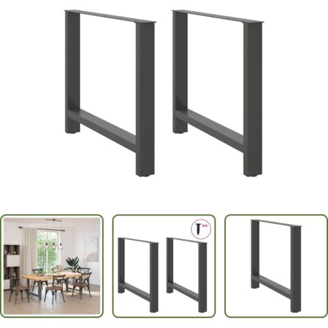vidaXL Soporte para mesa -  Patas para mesa de comedor antracita (2 unidades, 90 x 72-73 cm, acero)