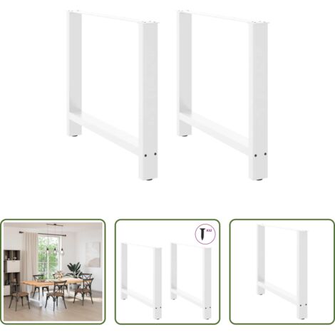 vidaXL Soporte para mesa -  Patas para mesa de comedor blancas (2 unidades, 100 x 72-73 cm, acero)