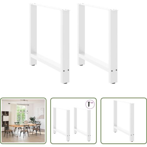 vidaXL Soporte para mesa -  Patas para mesa de comedor blancas (2 unidades, 80 x 72-73 cm, acero)