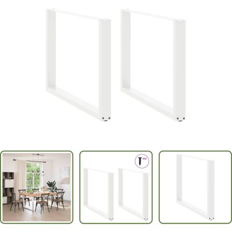 vidaXL Soporte para mesa - Patas para mesa de comedor en forma de U (2 unidades), color blanco, 100 x (72-73) cm, acero