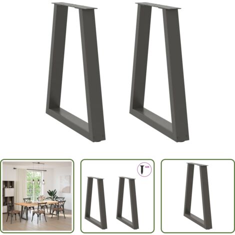 vidaXL Soporte para mesa - Patas para mesa de comedor en forma de V (2 unidades), antracita, 60 x (72-73,3) cm, acero