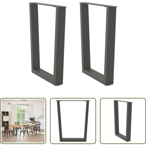 vidaXL Soporte para mesa -  Patas para mesa de comedor en forma de V (2 unidades), antracita, 70 x (72-73,3) cm, acero