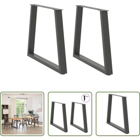vidaXL Soporte para mesa -  Patas para mesa de comedor en forma de V (2 unidades), antracita, 70 x (72-73,3) cm, acero