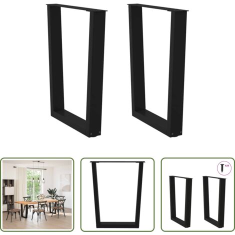 vidaXL Soporte para mesa -  Patas para mesa de comedor en forma de V (2 unidades), color negro, 70 x (72-73,3) cm, acero