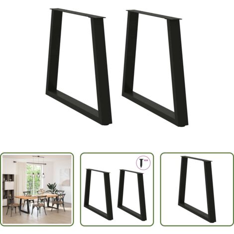 vidaXL Soporte para mesa -  Patas para mesa de comedor en forma de V (2 unidades), color negro, 70 x (72-73,3) cm, acero