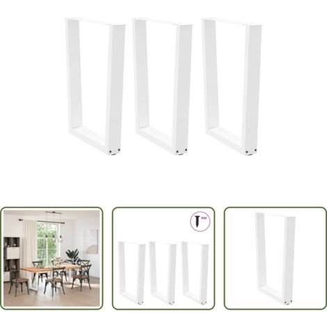 vidaXL Soporte para mesa -  Patas para mesa de comedor en forma de V (3 unidades), color blanco, 70 x (72-73,3) cm, acero