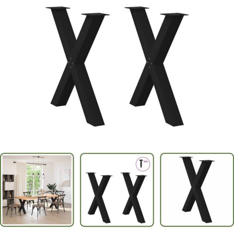 vidaXL Soporte para mesa -  Patas para mesa de comedor en forma de X (2 unidades), color negro, 70 x (72-73) cm, acero