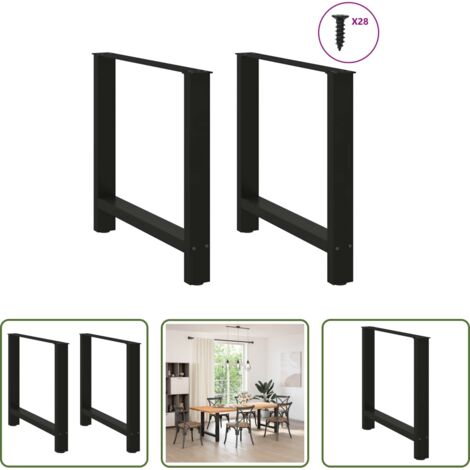 vidaXL Soporte para mesa -  Patas para mesa de comedor negras (2 unidades, 70 x 72-73 cm, acero)