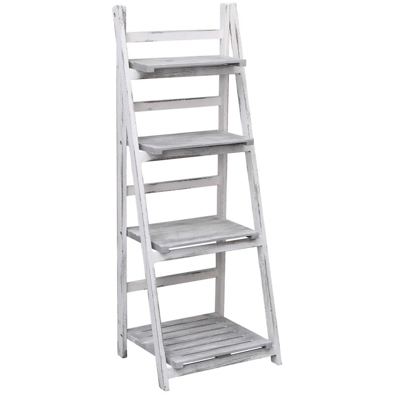 

vidaXL Soporte para plantas de 4 niveles madera gris 43x33x113 cm - Gris