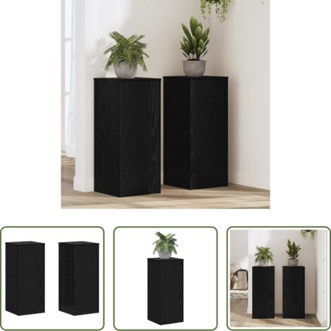 vidaXL Soporte para plantas exterior -  Soporte de plantas 2 pcs Roble Negro 30 x 30 x 70 cm