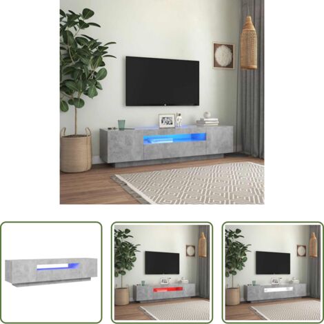vidaXL Soporte para TV -  Mueble de TV con luces LED gris hormigón 160x35x40 cm