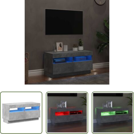 vidaXL Soporte para TV -  Mueble de TV con luces LED gris hormigón 80x35x40 cm