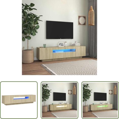 vidaXL Soporte para TV -  Mueble de TV con luces LED roble Sonoma 160x35x40 cm