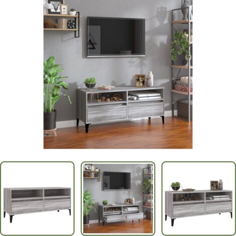 vidaXL Soporte para TV - Mueble de TV madera contrachapada gris Sonoma 100x34,5x44,5 cm