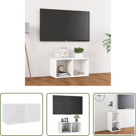 vidaXL Soporte para TV - Mueble para TV madera contrachapada blanco 72x35x36,5 cm