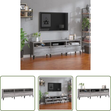 vidaXL Soporte para TV - Mueble para TV madera contrachapada gris Sonoma 150x30x44,5 cm
