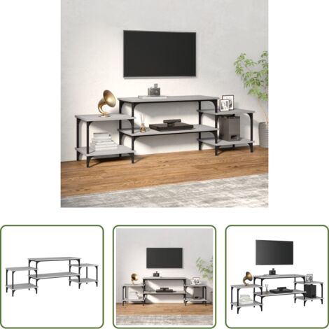 vidaXL Soporte para TV - Mueble para TV madera contrachapada gris Sonoma 157x35x52 cm