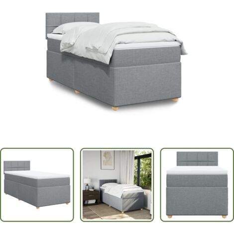 vidaXL Soporte personalizado -  Cama box spring con colchón tela gris claro 90x200 cm