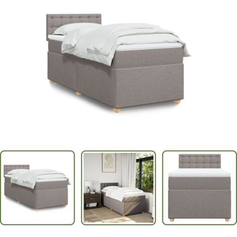 vidaXL Soporte personalizado -  Cama box spring con colchón tela gris taupe 90x200 cm