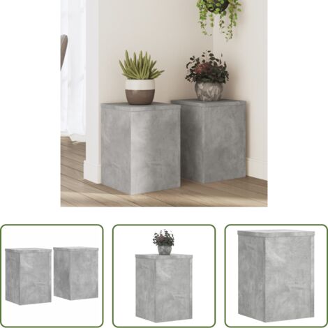vidaXL Soportes de macetas - Soportes de plantas 2 uds madera gris hormigón 25x25x35 cm