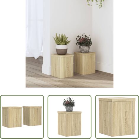 vidaXL Soportes de macetas -  Soportes de plantas 2 uds madera roble Sonoma 15x15x20 cm