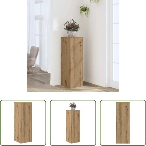 vidaXL Soportes de madera -  Soportes de planta madera ingeniería roble artisian 33x33x100cm