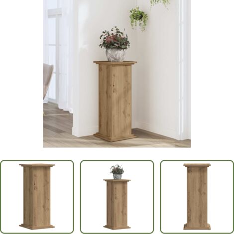 vidaXL Soportes de madera -  Soportes de planta madera ingeniería roble artisian 33x33x80 cm