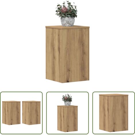 vidaXL Soportes de madera -  Soportes de plantas 2 uds madera roble artisian 30x30x50 cm
